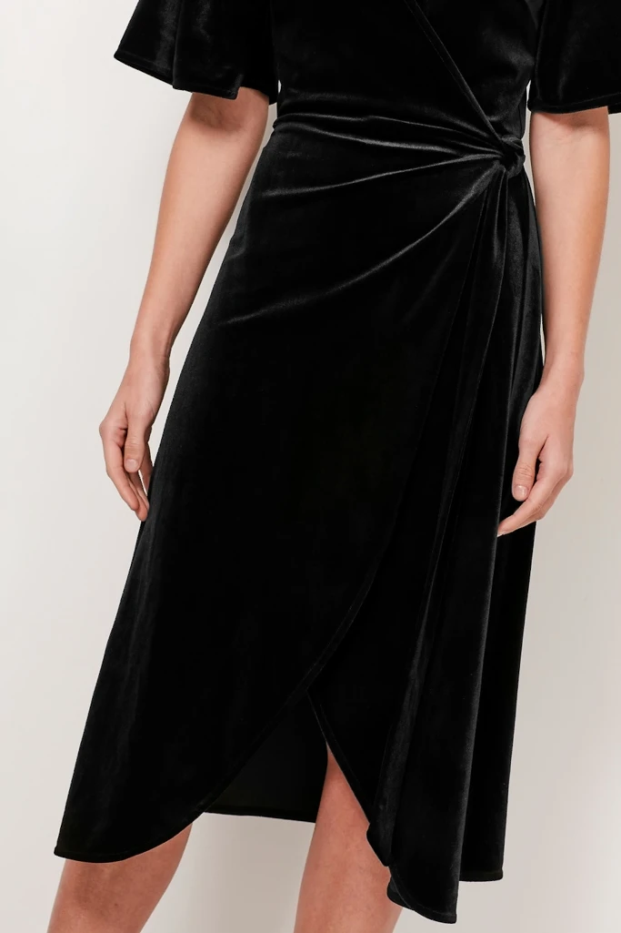 Black Velvet Wrap Dress 5 Black Velvet Wrap Dress - Image 3
