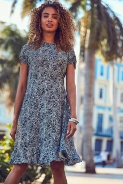 Black & White Animal Print Shift Dress