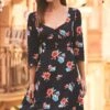Black Floral Print Sweetheart Neck Dress 2 Black Floral Print Sweetheart Neck Dress -Sosandar Fashion Store web 2020 03 11 sosandar malta shot 31 03028