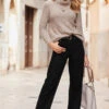 Black Wide Leg Jeans With Rose Gold Button Detail -Sosandar Fashion Store web 20 a21tw038rdcv01 019 1