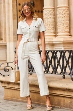 Ivory D Ring Belt Culotte Denim Jumpsuit -Sosandar Fashion Store web 2303 041 s23jd004nl0001 041 222 1