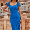 Cobalt Blue Luxe Lace Detail Pencil Dress -Sosandar Fashion Store web 2303 04 s22dw064be0001 04 046