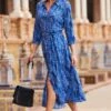 Blue Animal Print Belted Midi Shirt Dress -Sosandar Fashion Store web 2303 075 s22dw148blan02 075 025 1
