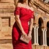 Red Premium Body-Sculpting Lace Bardot Dress 2 Red Premium Body-Sculpting Lace Bardot Dress -Sosandar Fashion Store web 2303 08 s22dw065rd0001 08 0134 rc