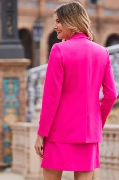 Hot Pink Relaxed Longline Blazer -Sosandar Fashion Store web 2303 098 a22ow029pk0008 a22sw006pk0008 098 289