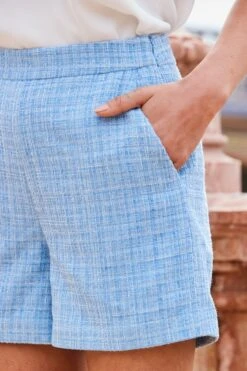 Soft Blue Boucle Tailored Shorts 11 Soft Blue Boucle Tailored Shorts -Sosandar Fashion Store web 2303 099 s23bw025be0002 s23ow086be0002 099 565 1