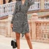 Black & White Geometric Print Wrap Dress 2 Black & White Geometric Print Wrap Dress -Sosandar Fashion Store web 2303 30 s23dw099bkge01 30 036