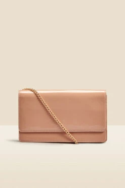 Nude Faux Leather Clutch Bag