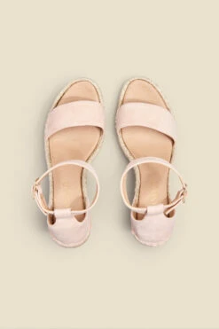 Poesy Blush Pink Suede Wedge Espadrille -Sosandar Fashion Store web 2303 box s22fw043bk0001 c