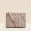 Taupe Quilted Cross Body Bag
