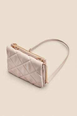 Taupe Quilted Cross Body Bag -Sosandar Fashion Store web 2303 box s23ac042bn0003 c