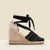Amily Black Crochet Valenciana Wedge Espadrille