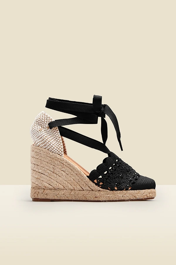 Amily Black Crochet Valenciana Wedge Espadrille 3 Amily Black Crochet Valenciana Wedge Espadrille