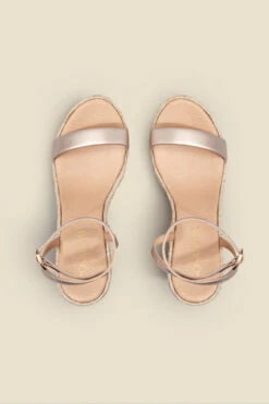 Harlow Champagne Gold Leather Strappy Wedge Espadrille -Sosandar Fashion Store web 2303 box s23fw011mc0005 c