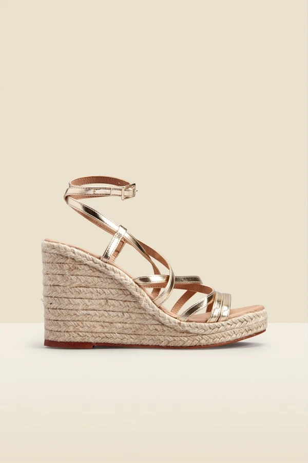 Zaria Champagne Gold Leather Strappy Wedge Espadrille 4 Zaria Champagne Gold Leather Strappy Wedge Espadrille - Image 2
