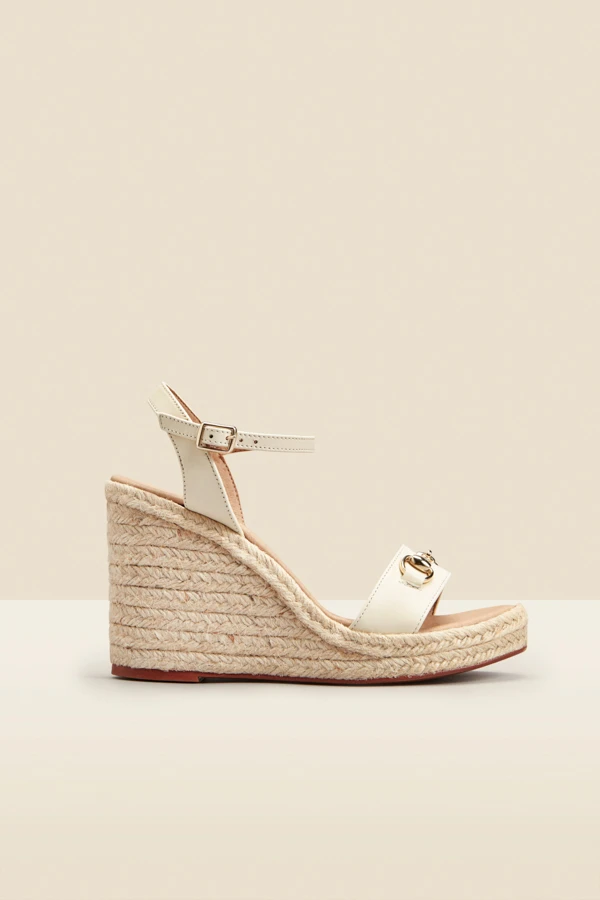 Carina Ivory Leather Snaffle Trim Wedge Espadrille 4 Carina Ivory Leather Snaffle Trim Wedge Espadrille - Image 2
