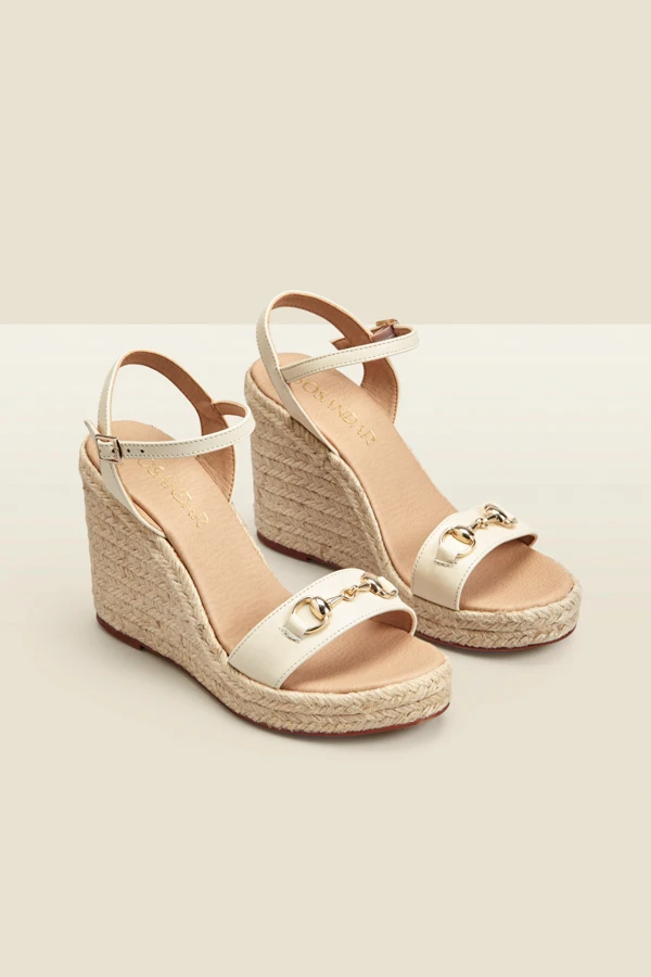 Carina Ivory Leather Snaffle Trim Wedge Espadrille 3 Carina Ivory Leather Snaffle Trim Wedge Espadrille