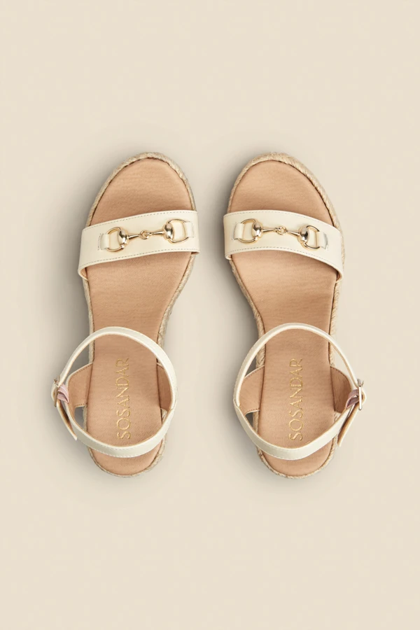 Carina Ivory Leather Snaffle Trim Wedge Espadrille 5 Carina Ivory Leather Snaffle Trim Wedge Espadrille - Image 3