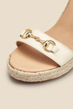 Carina Ivory Leather Snaffle Trim Wedge Espadrille 10 Carina Ivory Leather Snaffle Trim Wedge Espadrille -Sosandar Fashion Store web 2303 box s23fw013ivan01 d