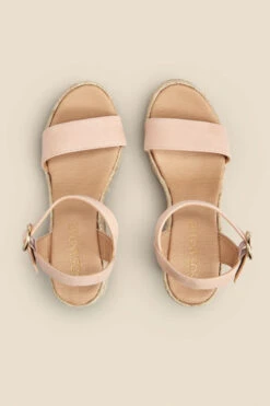 Roux Soft Pink Suede Buckle Detail Wedge Espadrille 8 Roux Soft Pink Suede Buckle Detail Wedge Espadrille -Sosandar Fashion Store web 2303 box s23fw014pk0014 c