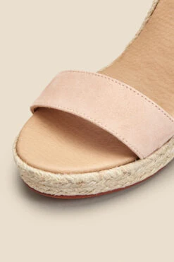 Roux Soft Pink Suede Buckle Detail Wedge Espadrille 9 Roux Soft Pink Suede Buckle Detail Wedge Espadrille -Sosandar Fashion Store web 2303 box s23fw014pk0014 d