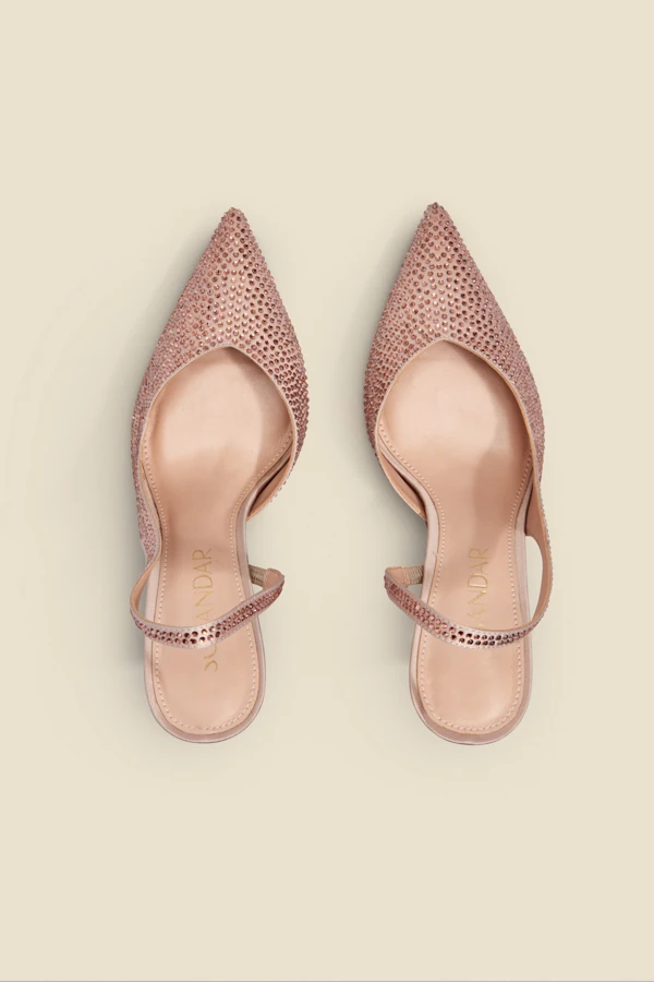 Emelia Champagne Gold Hot Fix Slingback Court 6 Emelia Champagne Gold Hot Fix Slingback Court - Image 4