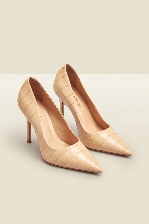 Catalina Nude Croc Leather Court Shoes 4 Catalina Nude Croc Leather Court Shoes - Image 2
