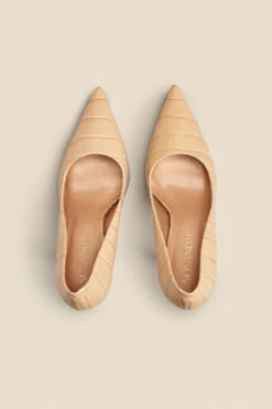 Catalina Nude Croc Leather Court Shoes 11 Catalina Nude Croc Leather Court Shoes -Sosandar Fashion Store web 2303 box s23fw035nl0002 c
