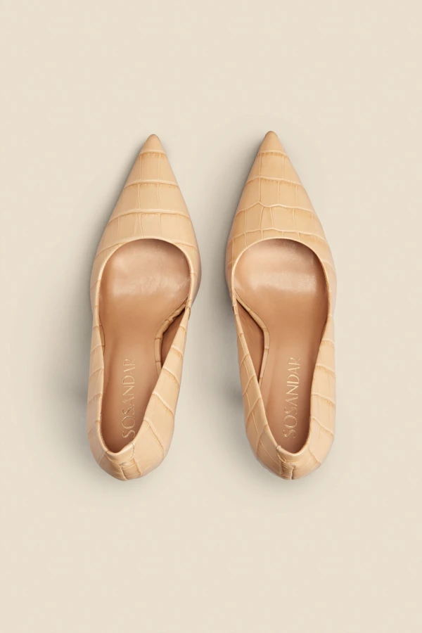 Catalina Nude Croc Leather Court Shoes 6 Catalina Nude Croc Leather Court Shoes - Image 4