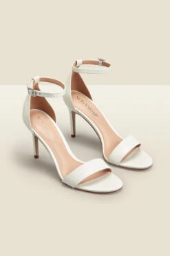 Nia Ivory Croc Leather Barely There High Heel Sandal