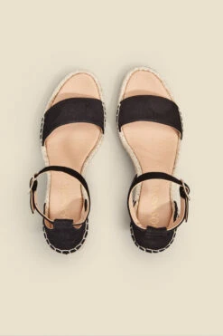 Poesy Black Suede Wedge Espadrille -Sosandar Fashion Store web 2303 boxs22fw043pk0014 c