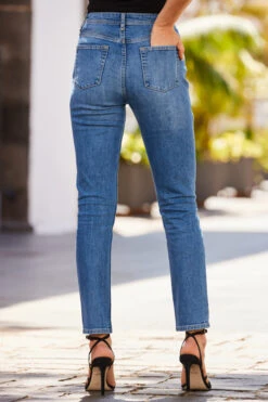 Indigo Blue Embellished Slim Leg Jeans 13 Indigo Blue Embellished Slim Leg Jeans -Sosandar Fashion Store web 2304 55 s23bd005be0010 55 258