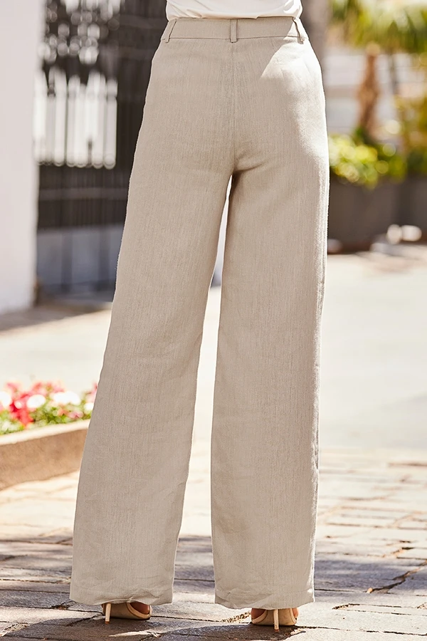 Natural Linen Wide Leg Trousers 7 Natural Linen Wide Leg Trousers - Image 5