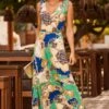 Green Multi Print Tie Shoulder Maxi Jersey Dress -Sosandar Fashion Store web 2305 10 s21dj164grcv02 10 086