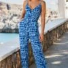 Blue & Ivory Morocco Print Wrap Jumpsuit -Sosandar Fashion Store web 2305 112 s23jj017blmm01 112 013