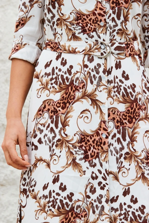 Ivory Multi Print Belted Shirt Dress 7 Ivory Multi Print Belted Shirt Dress - Image 5