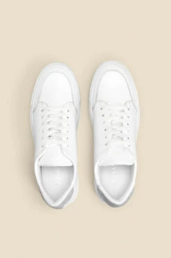 Aria Silver Back Panel Detail Leather Trainers -Sosandar Fashion Store web 2305 box s23fw030mc0005 c