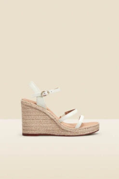 Havana Ivory Leather Triple Band High Wedge Espadrille