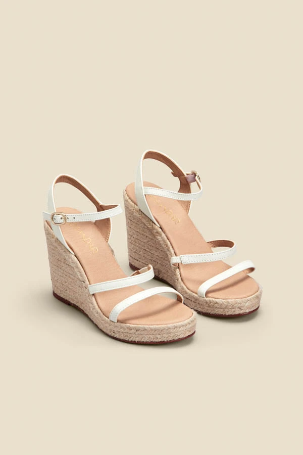 Havana Ivory Leather Triple Band High Wedge Espadrille 4 Havana Ivory Leather Triple Band High Wedge Espadrille - Image 2