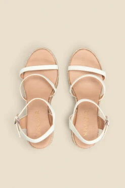 Havana Ivory Leather Triple Band High Wedge Espadrille 9 Havana Ivory Leather Triple Band High Wedge Espadrille -Sosandar Fashion Store web 2305 box s23fw040we0001 c