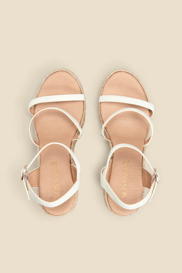 Havana Ivory Leather Triple Band High Wedge Espadrille 5 Havana Ivory Leather Triple Band High Wedge Espadrille - Image 3