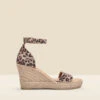 Mila Leopard Print Suede Ankle Strap High Wedge Espadrille