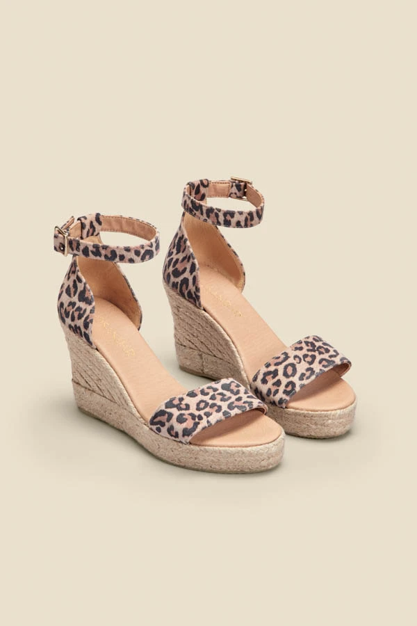 Mila Leopard Print Suede Ankle Strap High Wedge Espadrille 4 Mila Leopard Print Suede Ankle Strap High Wedge Espadrille - Image 2
