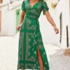 Green Scarf Print Faux Wrap Maxi Jersey Dress -Sosandar Fashion Store web 2306 14 s23dj211grcv01 14 135 rt