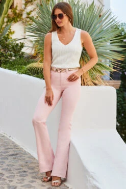 Soft Pink Kick Flare Jeans -Sosandar Fashion Store web 2306 16 a22bd023pk0024 16 059
