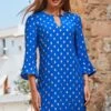 Bright Blue Metallic Spot Keyhole Detail Shift Dress 2 Bright Blue Metallic Spot Keyhole Detail Shift Dress -Sosandar Fashion Store web 2306 18 s23dw222bl0001 18 214