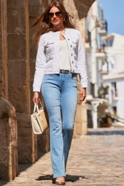 White Round Neck Pocket Front Denim Jacket 14 White Round Neck Pocket Front Denim Jacket -Sosandar Fashion Store web 2306 22 s23od002we0001 22 084 1