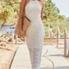 Ivory Crochet Halter Neck Midi Dress -Sosandar Fashion Store web 2306 39 s23dj217iv0001 39 056