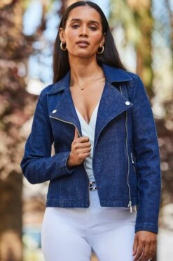 Dark Indigo Denim Biker Jacket