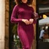 Wine Roll Neck Cable Knit Dress 1 Wine Roll Neck Cable Knit Dress -Sosandar Fashion Store web 2307 01 a22dk650rd0011 a23ow053rd0011 01 422
